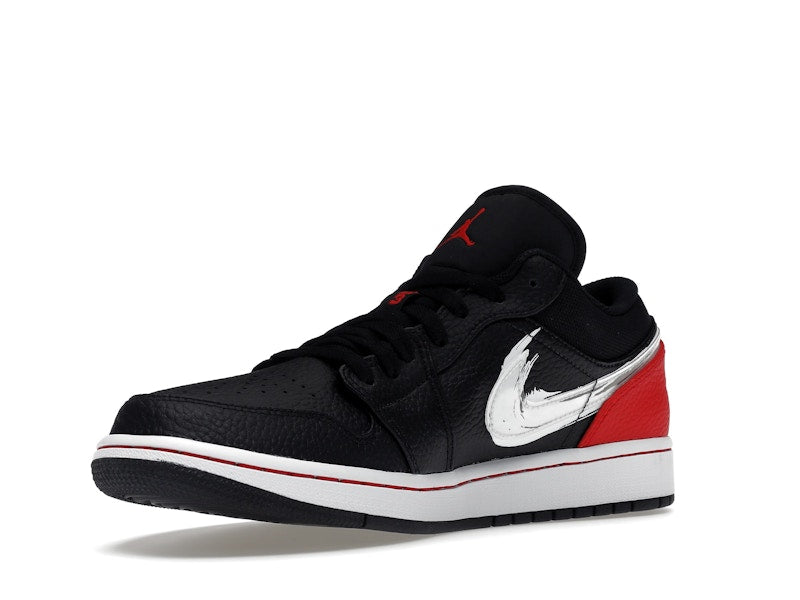 Jordan 1 Low Brushstroke Swoosh Black