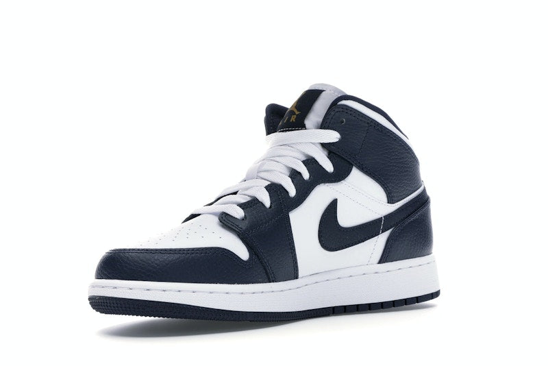 Jordan 1 Mid White Metallic Gold Obsidian (GS)