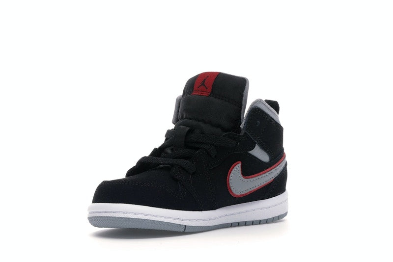 Jordan 1 Mid Black Particle Grey Gym Red (TD)