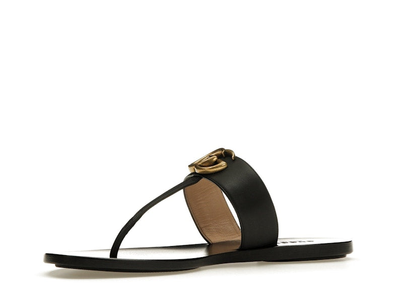 Gucci Double G Thong Sandal Black Leather