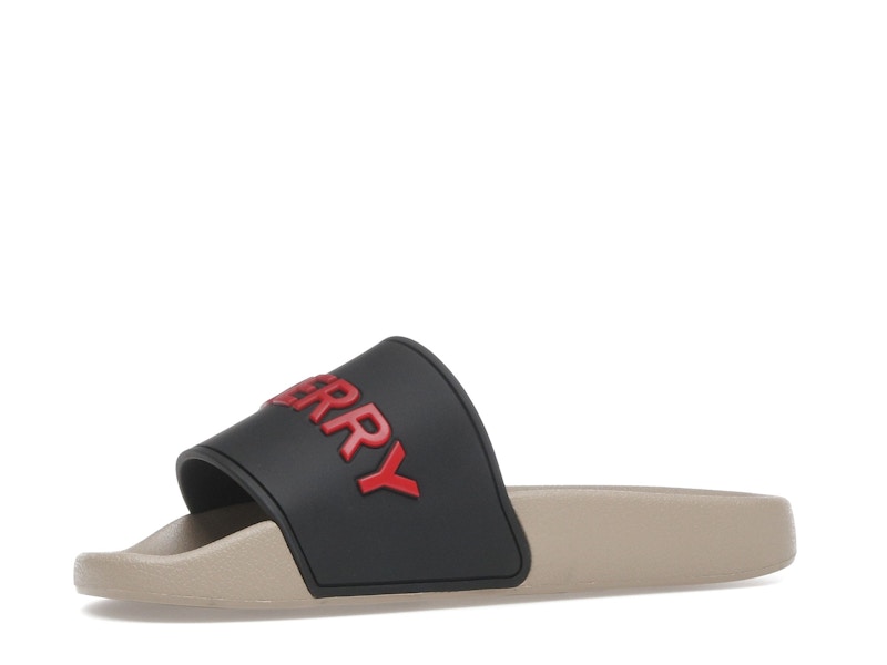 Burberry Embossed Logo Slide Black Red Tan (Women's)