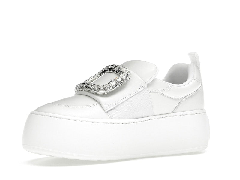 Roger Vivier Viv' Up White Crystal Buckle (Women's)