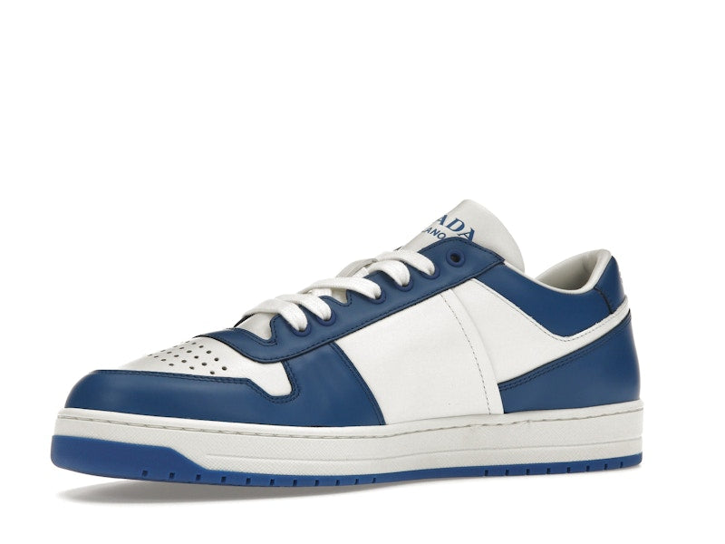 Prada Downtown Low Top Sneakers Leather White Cobalt Blue