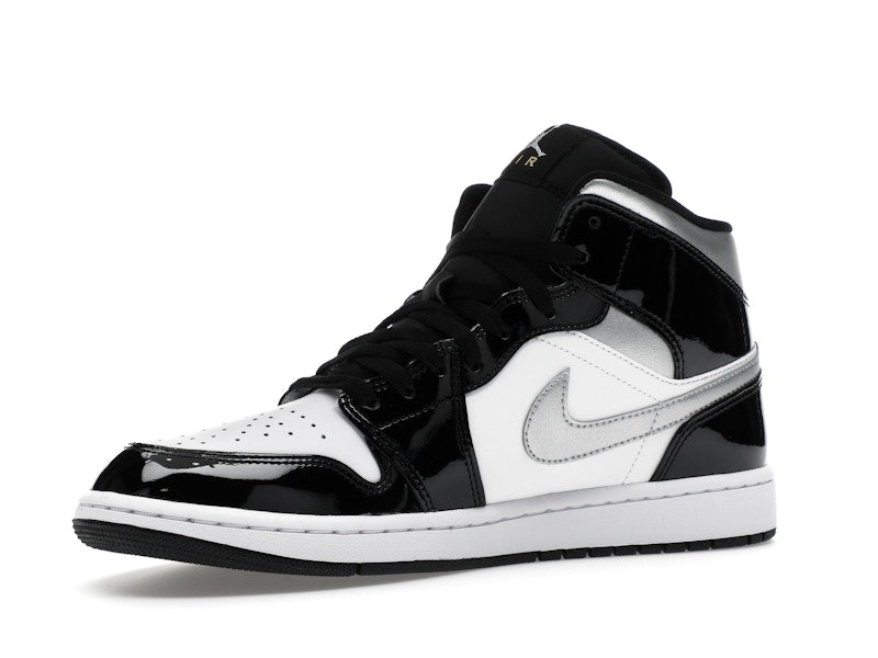 Jordan 1 Mid SE Patent Black White Metallic Silver Metallic Gold