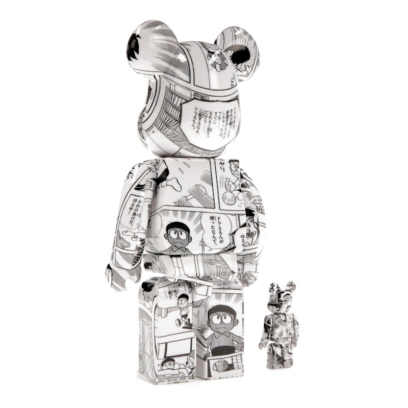 Bearbrick Doraemon (Comic Ver.) 100% & 400% Set Black & White