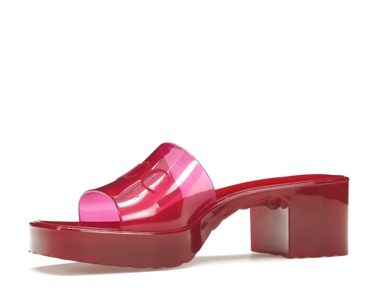 Gucci 60mm Slide Sandal Hibiscus Red Rubber