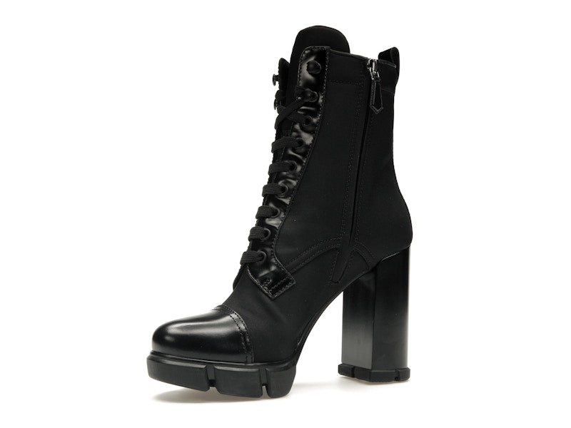 Prada 110 mm Nylon Booties Black Brushed Leather