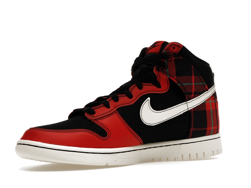 Nike Dunk High SE Tartan Plaid Black University Red
