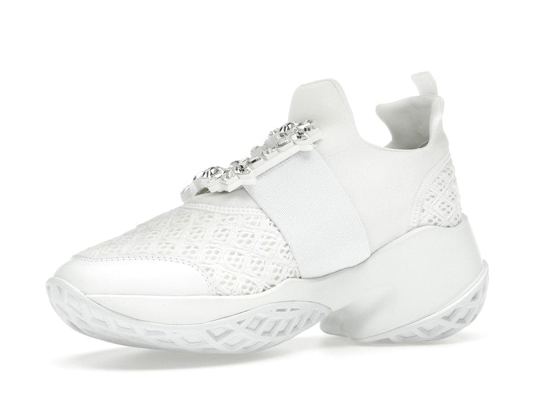 Roger Vivier Viv' Run Fabric White Crystal Buckle (Women's)