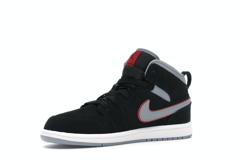 Jordan 1 Mid Black Particle Grey Gym Red (PS)