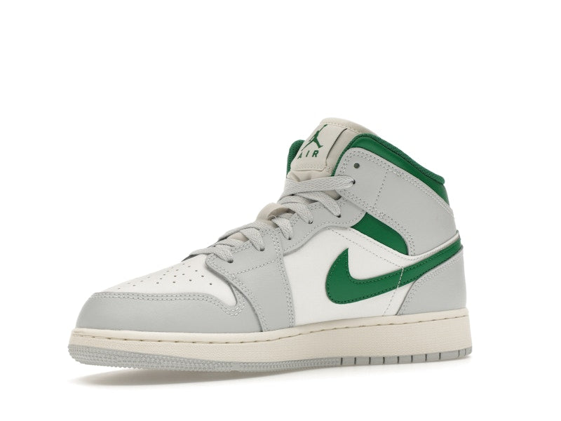 Jordan 1 Mid White Pure Platinum Pine Green (GS)