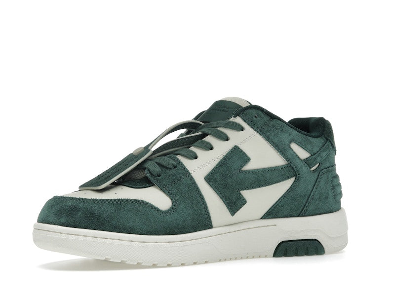 OFF-WHITE Out Of Office "OOO" Low Tops Jet Green Ecru Suede
