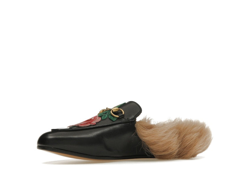 Gucci Floral Embroidered Princetown Mules Black (Women's)