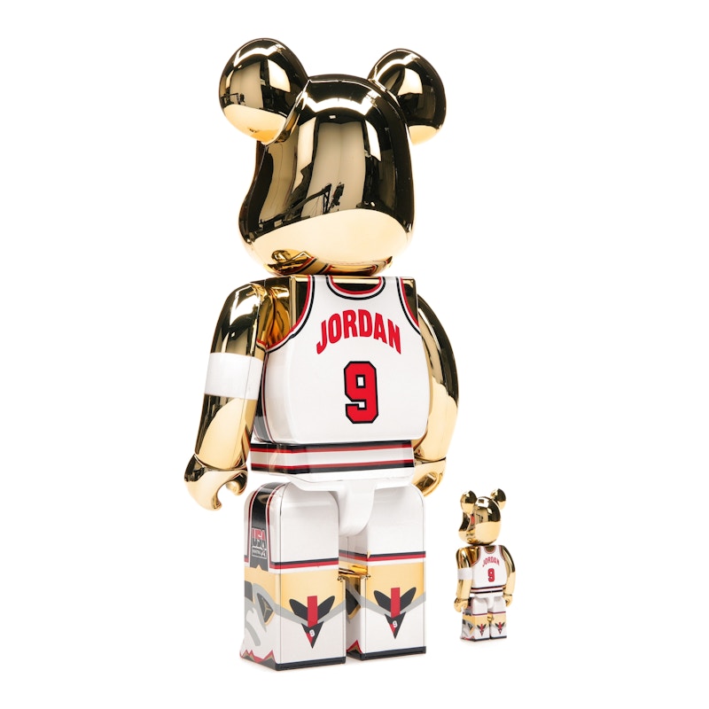 Bearbrick Michael Jordan 1992 Team USA (Dream Team) 100% & 400% Set Gold Chrome