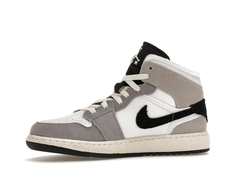 Jordan 1 Mid SE Craft White Cement Grey Black (GS)