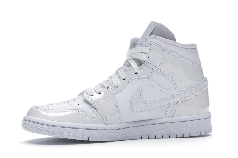 Jordan 1 Mid Triple White Patent Swoosh (Women's)