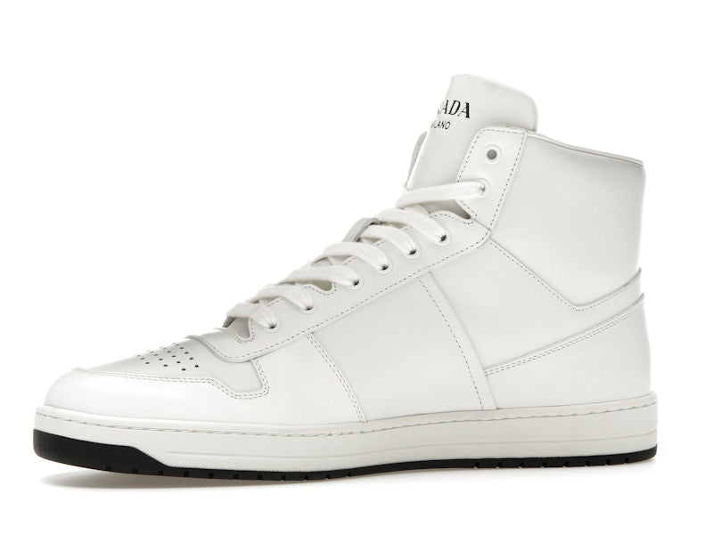 Prada Downtown High Top Sneakers Leather White White Black