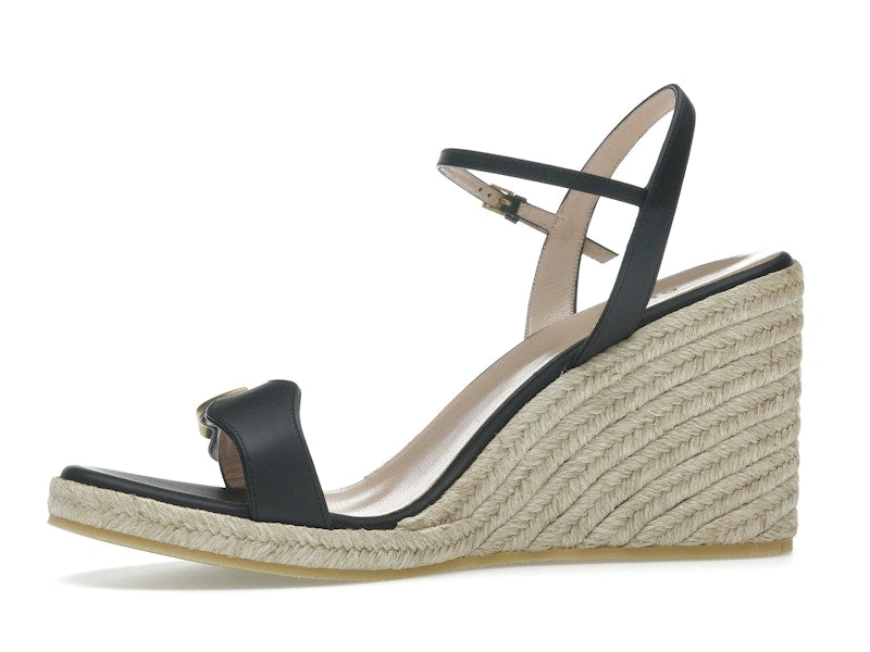 Gucci Double G 95mm Platform Espadrille Black Leather