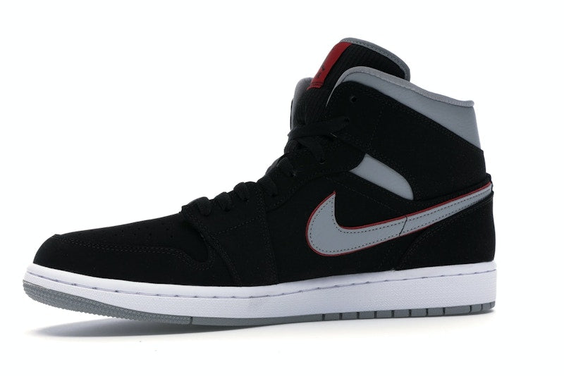 Jordan 1 Mid Black Particle Grey Gym Red