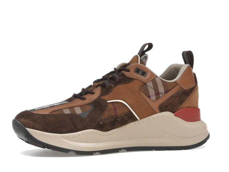 Burberry Check and Suede Sneakers Dark Birch Brown