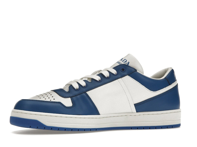 Prada Downtown Low Top Sneakers Leather White Cobalt Blue