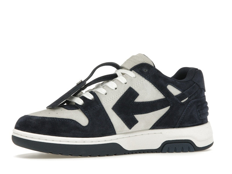 OFF-WHITE Out Of Office OOO Low Tops White Navy Blue Suede