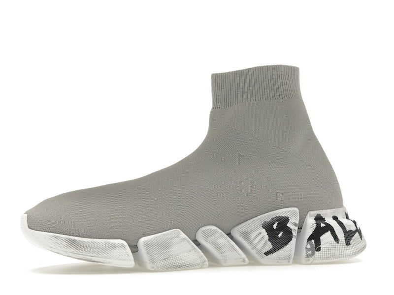 Balenciaga Speed 2.0 Graffiti Recycled Knit Grey White