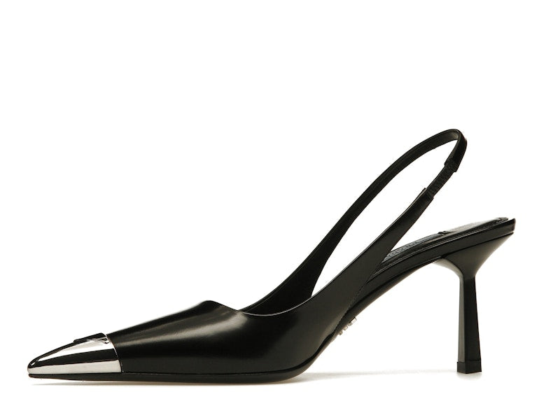 Prada 75mm Slingback Pump Black Leather