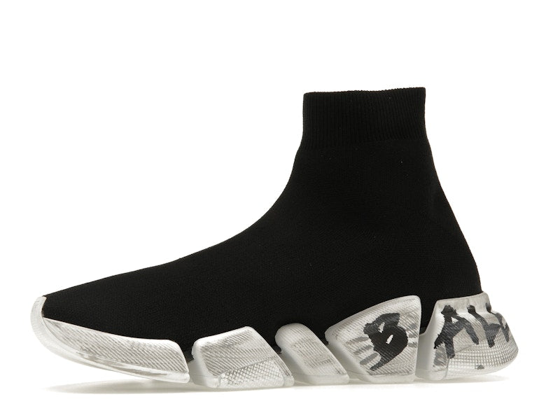 Balenciaga Speed 2.0 Graffiti Recycled Knit Black White