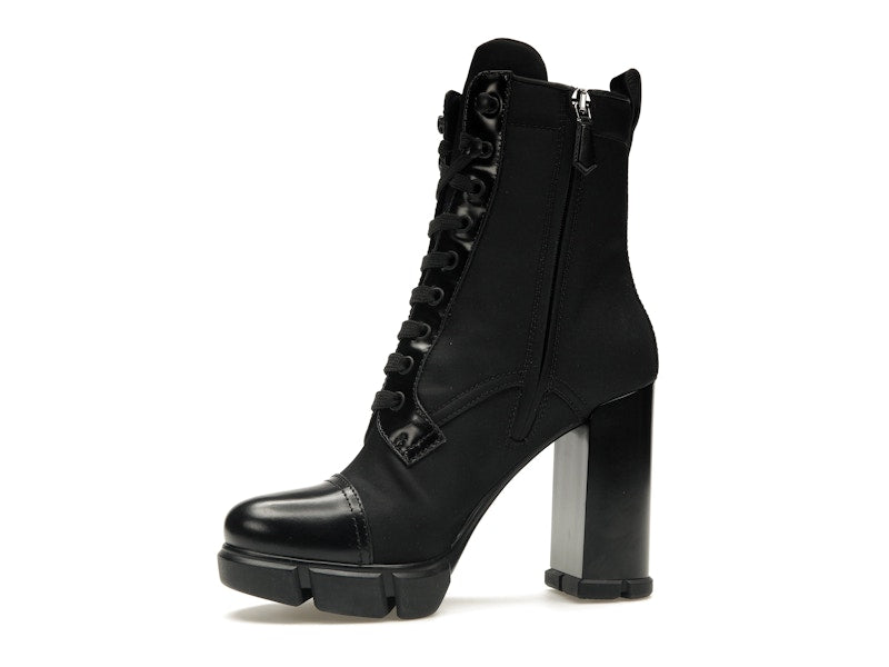 Prada 110 mm Nylon Booties Black Brushed Leather