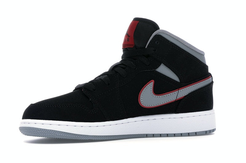 Jordan 1 Mid Black Particle Grey Gym Red (GS)