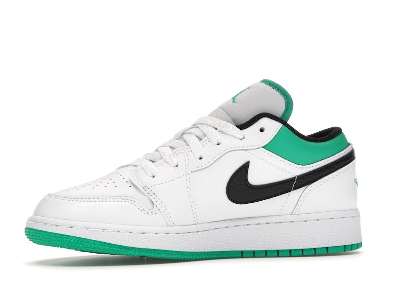 Jordan 1 Low White Lucky Green Tumbled Leather (GS)