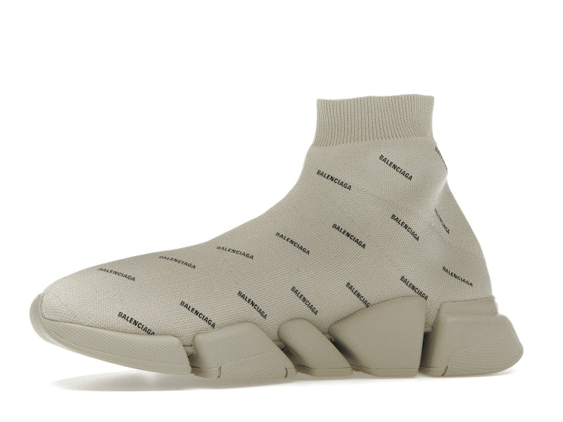 Balenciaga All Over Logo Speed 2.0 Beige