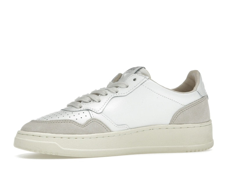 Autry Medalist Leather Low White Beige Suede (Women's)