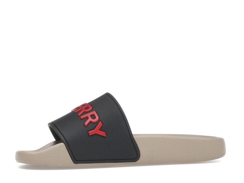 Burberry Embossed Logo Slide Black Red Tan (Women's)