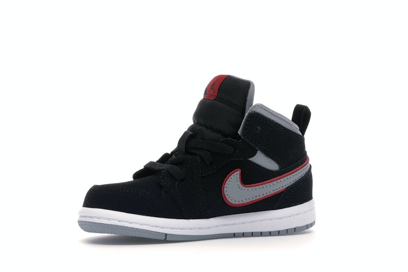 Jordan 1 Mid Black Particle Grey Gym Red (TD)
