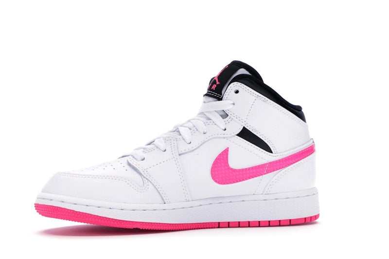 Jordan 1 Mid White Black Hyper Pink (GS)