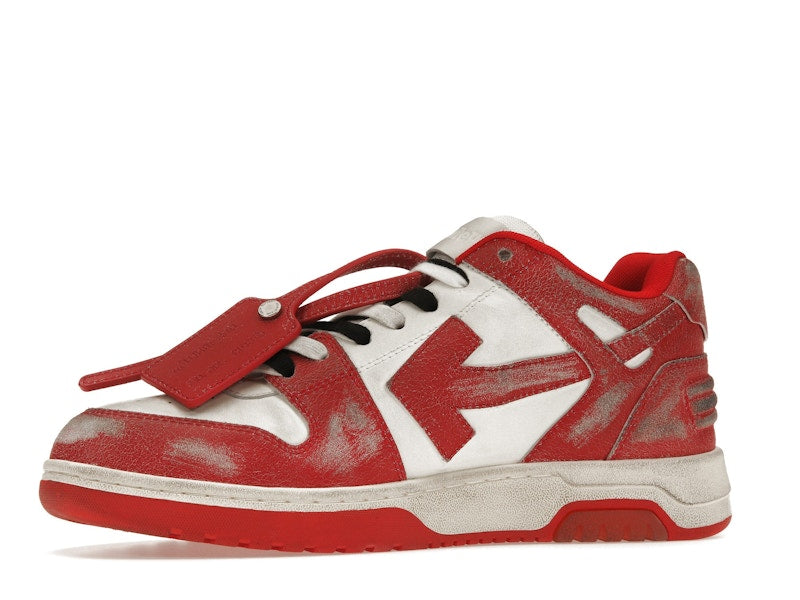 OFF-WHITE Out Of Office OOO Low Tops Red White Vintage Distressed Leather