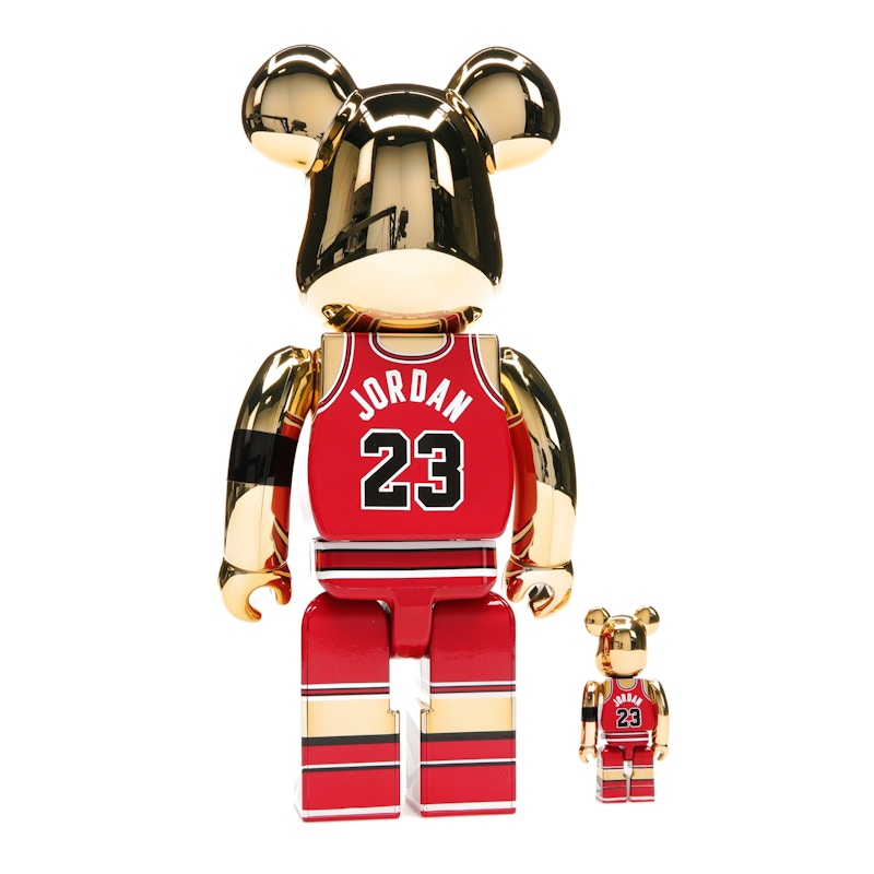 Bearbrick Michael Jordan 1985 Rookie Jersey 100% & 400% Set Gold Chrome