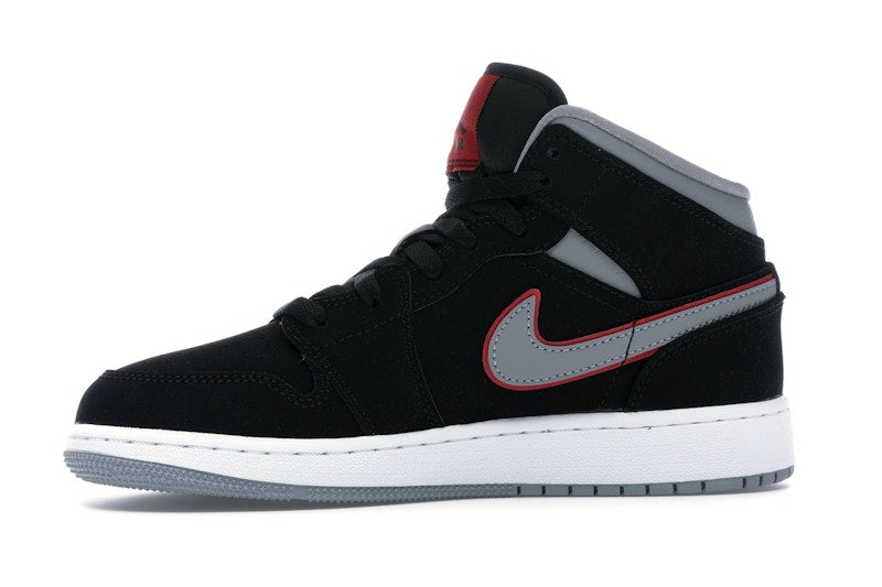 Jordan 1 Mid Black Particle Grey Gym Red (GS)
