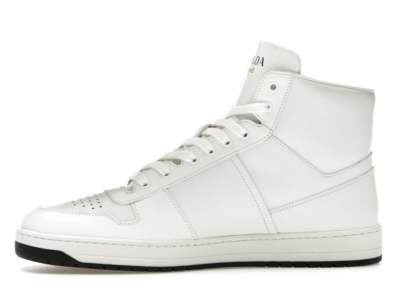 Prada Downtown High Top Sneakers Leather White White Black