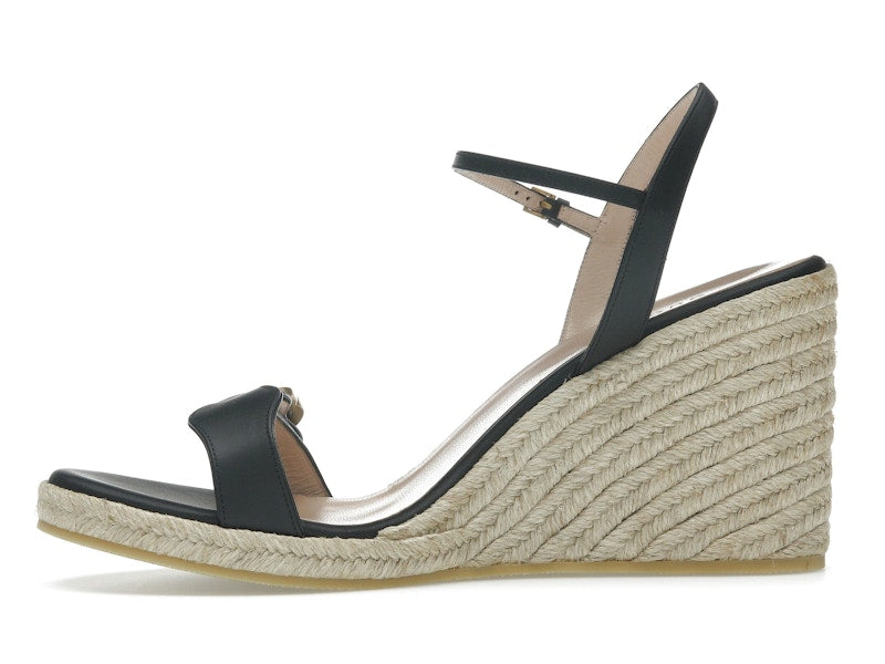 Gucci Double G 95mm Platform Espadrille Black Leather