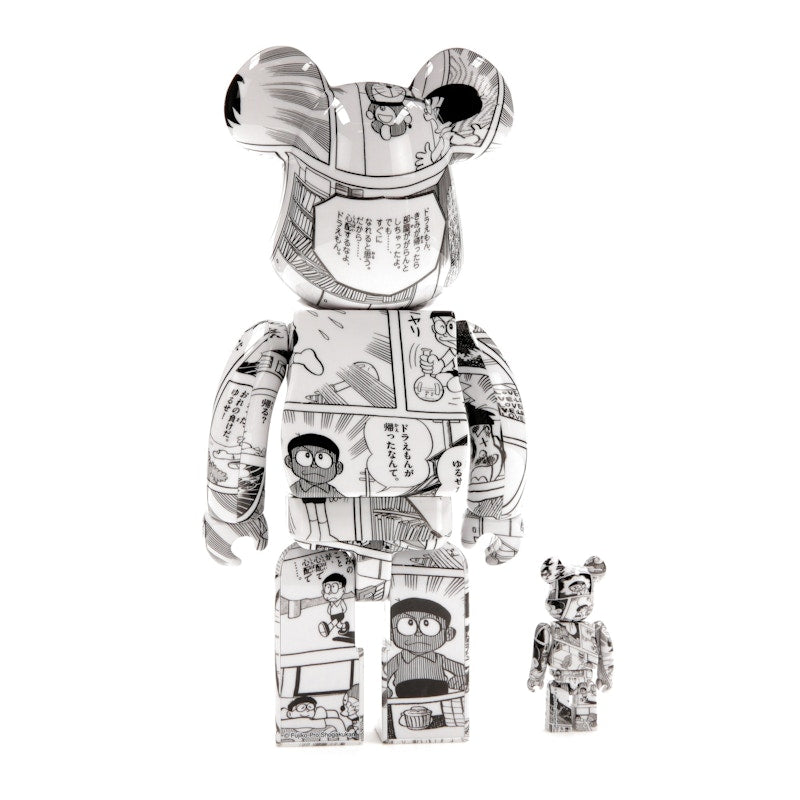 Bearbrick Doraemon (Comic Ver.) 100% & 400% Set Black & White