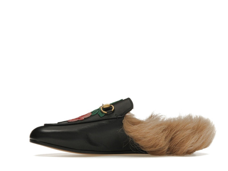 Gucci Floral Embroidered Princetown Mules Black (Women's)