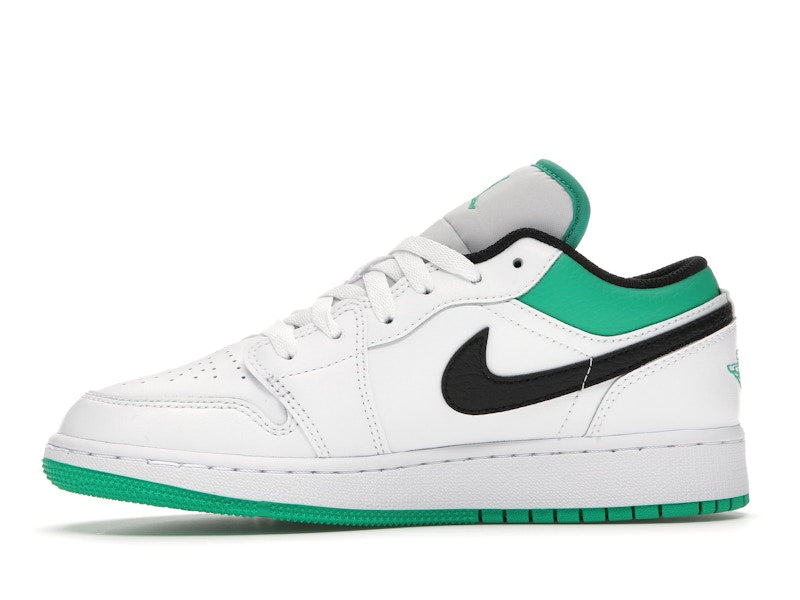 Jordan 1 Low White Lucky Green Tumbled Leather (GS)