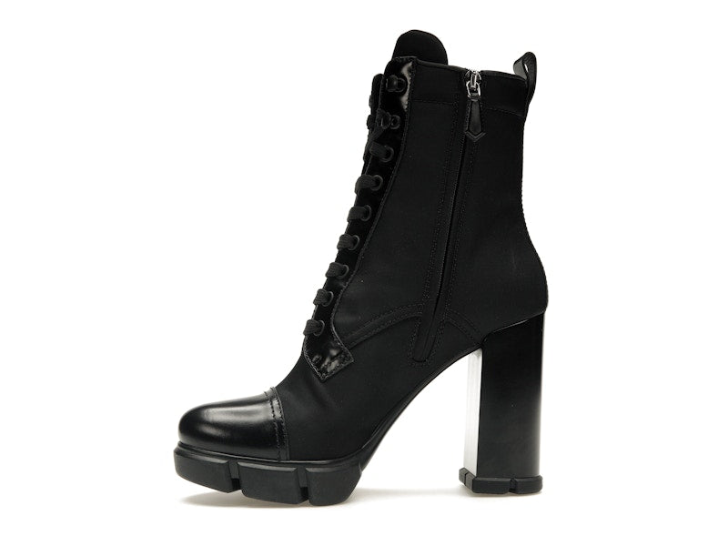 Prada 110 mm Nylon Booties Black Brushed Leather