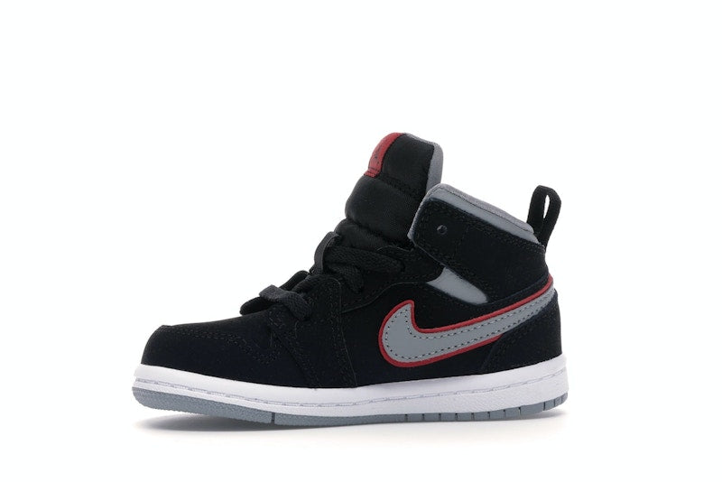 Jordan 1 Mid Black Particle Grey Gym Red (TD)