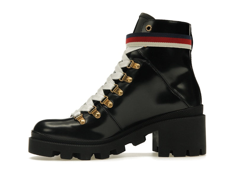 Gucci Sylvie Web 55mm Ankle Boot Black Leather