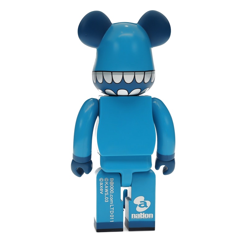 Bearbrick x a-nation KAWS Chompers 100% & 400% Set Blue