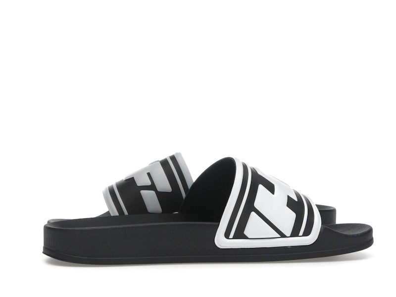 OFF-WHITE Embossed Logo Pool Slides Black White (Women's)